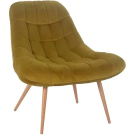 SalesFever Relaxsessel Toulon Samt 76 x 85 x 85,6 cm Gelb mit XXL-Steppung