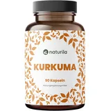 Naturila Kurkuma Kapseln hochdosiert - Tagesdosis entspricht 16.000mg Kurkuma mit 95% Kurkuma Extrakt - 90 Curcuma Kapseln - Vorrat für 6 Monate - ohne unerwünschte Zusätze, vegan, laborgeprüft