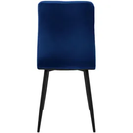 ML-Design Esszimmerstühle 4er Set Dunkelblau, mit Samtbezug, Wohnzimmerstuhl mit Rückenlehne, Polsterstuhl mit Metallbeinen, Ergonomischer Stuhl