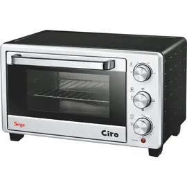 Sirge FORNO20L Mini - Ofen 21 Liter 1400 Watt mit Timer Mini Backofen Pizzaofen DOPPELGLAS (A13) und Anti-Verbrühungsgriff - 60 Minuten Timer - Einstellbarer Thermostat: 100-250C