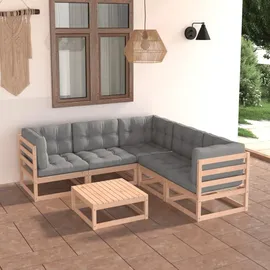 vidaXL Garten-Lounge-Set 6-tlg. grau
