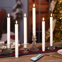 Eywamage Weiße flammenlose Kerzen mit Fernbedienung, flackernde batteriebetriebene LED-Kerzenleuchter Set aus 6