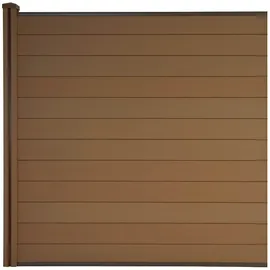 Mendler WPC-Sichtschutz Sarthe, Windschutz Zaun, WPC-Pfosten Erweiterungselement, 1,88m teak