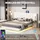 XDOVET Polsterbett mit Seitlichen Ablagen USB-Ladeanschluss und LED-Leiste Doppelbett Flachbett Verdecktes Fußteil Leinenstoff 160*200 cm Beige - Beige