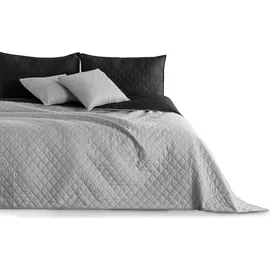 DecoKing Uni Wendedesign Bettüberwurf 220 x 240 cm Schwarz/Silber
