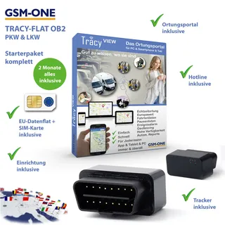 None TRACY-FLAT STARTERPAKET inkl. OBD2 Tracker, Portal, App, inkl SIM und EU-Ortung