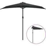 Balkon-Sonnenschirm mit Alu-Mast Anthrazit 270x144 cm Halbrund