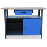 Jan Nowak Werkbank Werktisch anthrazit-blau; Holzplatte 85x120x60