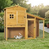 Mucola Hasenstall 140x115x60 cm Kleintiergehege 2 Ebenen Holz inklusive Rampe Kleintierhaus mit Freilaufgehege Kaninchenstall