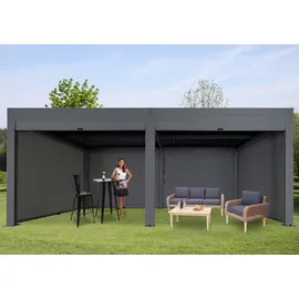 Mendler Pergola MCW-L46 mit Seitenwand Anthrazit 11 cm Alu-Gestell 3 x 6 m