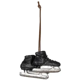 Clayre & Eef Weihnachtsanhänger Schlittschuhe 10x4x6 cm Schwarz Polyresin Weihnachtsbaumschmuck