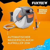 FUXTEC Wasserschlauchaufroller 20m Schlauchaufroller Schlauchtrommel Automatik