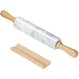 Intirilife Nudelholz Weiß, Stein, 46.5 cm, Backen, Backhelfer, Nudelholz