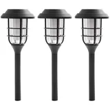 Nowa 3er Set LED Solarleuchten, Erdspieß, schwarz, H 43 cm
