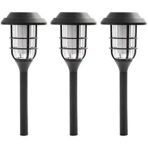 Nowa 3er Set LED Solarleuchten, Erdspieß, schwarz, H 43 cm