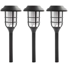 Nowa 3er Set LED Solarleuchten, Erdspieß, schwarz, H 43 cm