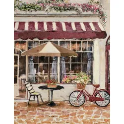 Gemälde STRAßENCAFE IN ROT - bunt