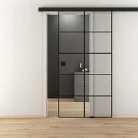 Diamond Doors Black Edition Glasschiebetür Loft  (935 x 2.058 mm, Klarglas)