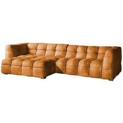 KAWOLA Sofa ROSARIO Ecksofa Velvet gold Recamiere links