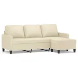 vidaXL 3-Sitzer-Sofa mit Hocker Creme 180 cm Kunstleder