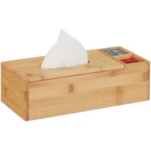 Relaxdays Tuchspender mit 2 Fächern, modern, Bambus Organizer, HBT 9 x 30,5 x 14,5 cm, Natur, 1 Stück, Hellbraun