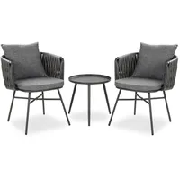 Homestyle4u Gartenmöbel Set 3-tlg. Grau