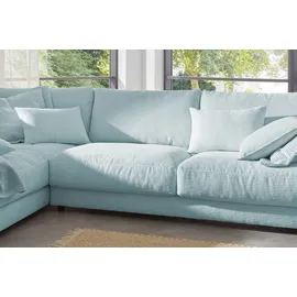 KAWOLA Ecksofa Madeline Cord Recamiere links hellblau