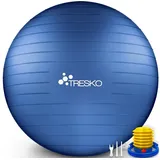 TRESKO Gymnastikball mit GRATIS Übungsposter inkl. Luftpumpe Yogaball, BPA-Frei Sitzball Büro Anti-Burst inkl. Luftpumpe, Fitnessball blau 55 cm