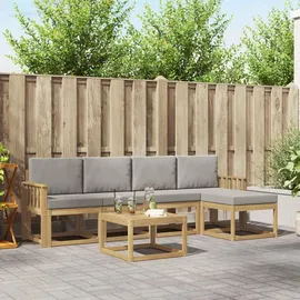 vidaXL Outdoor-Sofagarnitur 6-tlg. Weiß/Hellgrau