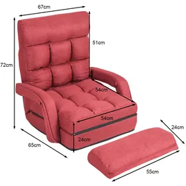 Costway schlafsofa lazy klappsofa schlafsessel für zuhause und Büro Rot