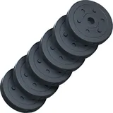 ScSPORTS® Hantelscheiben - Set, 5/10/15/20 kg, 2/4/6/8 x 2,5 kg, Ø 30/31mm, Zement, Kunststoff - Gewichtsscheiben, Hantelscheiben-Set, Fitness, Gewichte für Hantel, Langhantel (15 KG (6x 2.5))