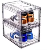 POSH Schuhbox Kunststoff Stapelbare, Magnetische Schuhaufbewahrungsbox für Sneaker Transparent (2)