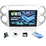 CAMECHO Android 15 Qualcomm Octa Core 4G+64G Autoradio für VW Tiguan (2010-2017) mit Carplay Android Auto Navi Dual WiFi 9-Zoll IPS Bildschirm mit Navi Bluetooth5.1 FM/RDS+Rückfahrkamera