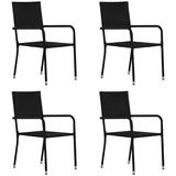 vidaXL Garten-Essstühle 4 Stk. Stapelbar Schwarz Polyrattan