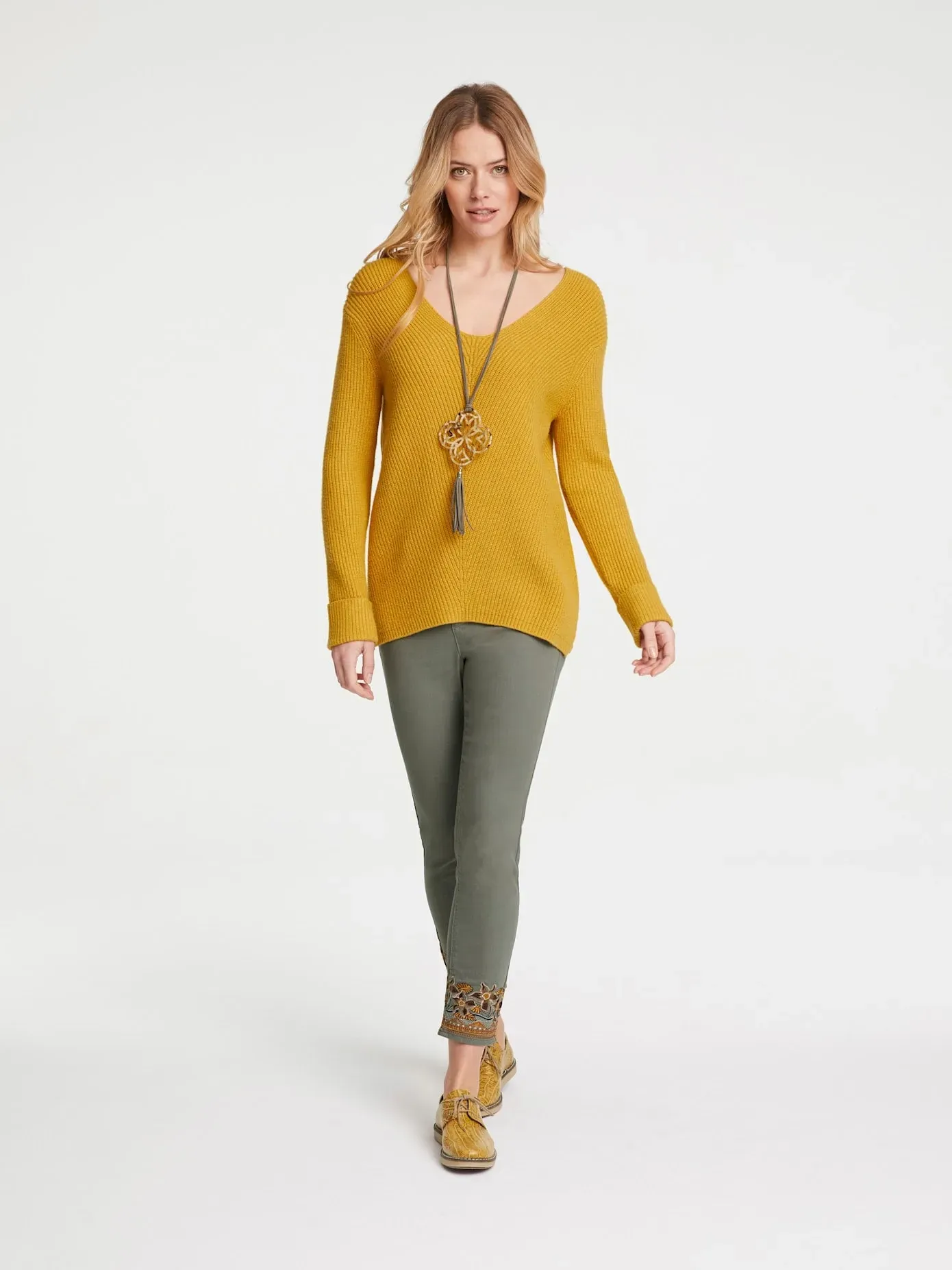 Strickpullover HEINE "Pullover" Gr. 48/50, gelb (mais) Damen Pullover