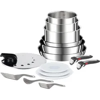Tefal Ingenio Preference L97495, Gemischtes Set, Edelstahl, Edelstahl, Titan, Schwarz, Abnehmbar - Silber