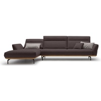 hülsta sofa Ecksofa hs.460, Sockel in Nussbaum, Winkelfüße in Umbragrau, Breite 338 cm grau