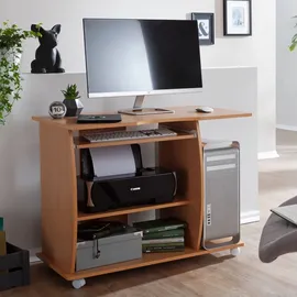 KADIMA DESIGN Computertisch GRASSE rollbar 90 x 71 x 50 cm mit Tastaturauszug, Laptop Tisch auf feststellbaren Rollen, PC-Tisch mit Drucker-Ablage