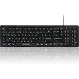 Perixx Periboard-317, DE Kabelgebunden Tastatur mit weißer LED Hintergrundbeleuchtung, Große Druckbuchstaben, Vollformat, Deutsches QWERTZ Layout