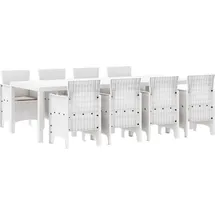 vidaXL 9-tlg. Garten-Essgruppe mit Kissen Hellgrau Polt Rattan