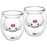 Gräwe Doppelwandige-Thermogläser, 200ml, 2er Set, Motiv (Glücks-) Schwein