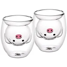 Gräwe Doppelwandige-Thermogläser, 200ml, 2er Set, Motiv (Glücks-) Schwein