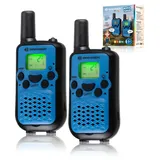 Bresser Junior Walkie Talkie 2er-Set, Funkgeräte mit hoher Reichweite bis zu 6 km, Blau