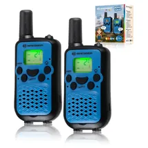 Bresser Junior Walkie Talkie 2er-Set, Funkgeräte mit hoher Reichweite bis zu 6 km, Blau