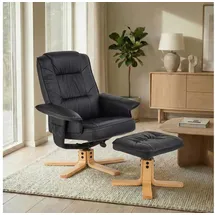 Idimex Relaxsessel Charly Kunstleder 76 x 87 x 61 cm Schwarz mit Hocker