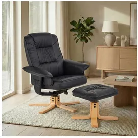 Idimex Relaxsessel Charly Kunstleder 76 x 87 x 61 cm Schwarz mit Hocker