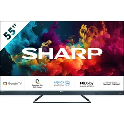 F (A bis G) SHARP LED-Fernseher "SHARP 55FQ5EG Quantum Dot Google TV 139 cm (55 Zoll) 4K Ultra HD QLED" Fernseher schwarz LED Fernseher