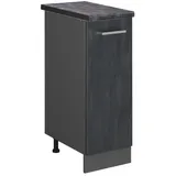 Vicco Apothekerschrank R-Line Schwarz Beton Anthrazit 30 cm mit Arbeitsplatte Anthrazit