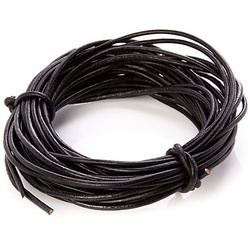 Lederriemen, schwarz, 2 mm, 5x 2 m