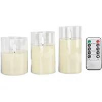 Batteriebetriebene, Flammenlose Led-kerzen Mit Fernbedienung – 3er-set Elektrische Stumpenkerzen Mit Spitzen Enden – Sichere Und Realistische Dekoration